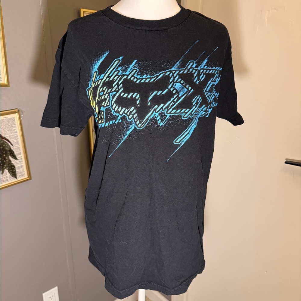 Fox Black Tee with Blue Graphic